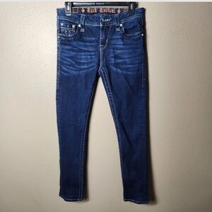 Rock Revival Jessica Curvy Midrise Thick Stitch Flap Pocket Skinny Jeans-Size 27